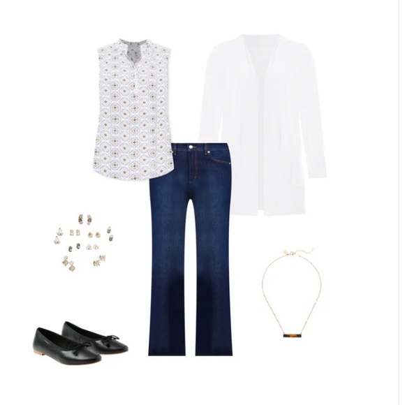 Medallion Ruffle Mixed Media Shell - Picture 6 of 7